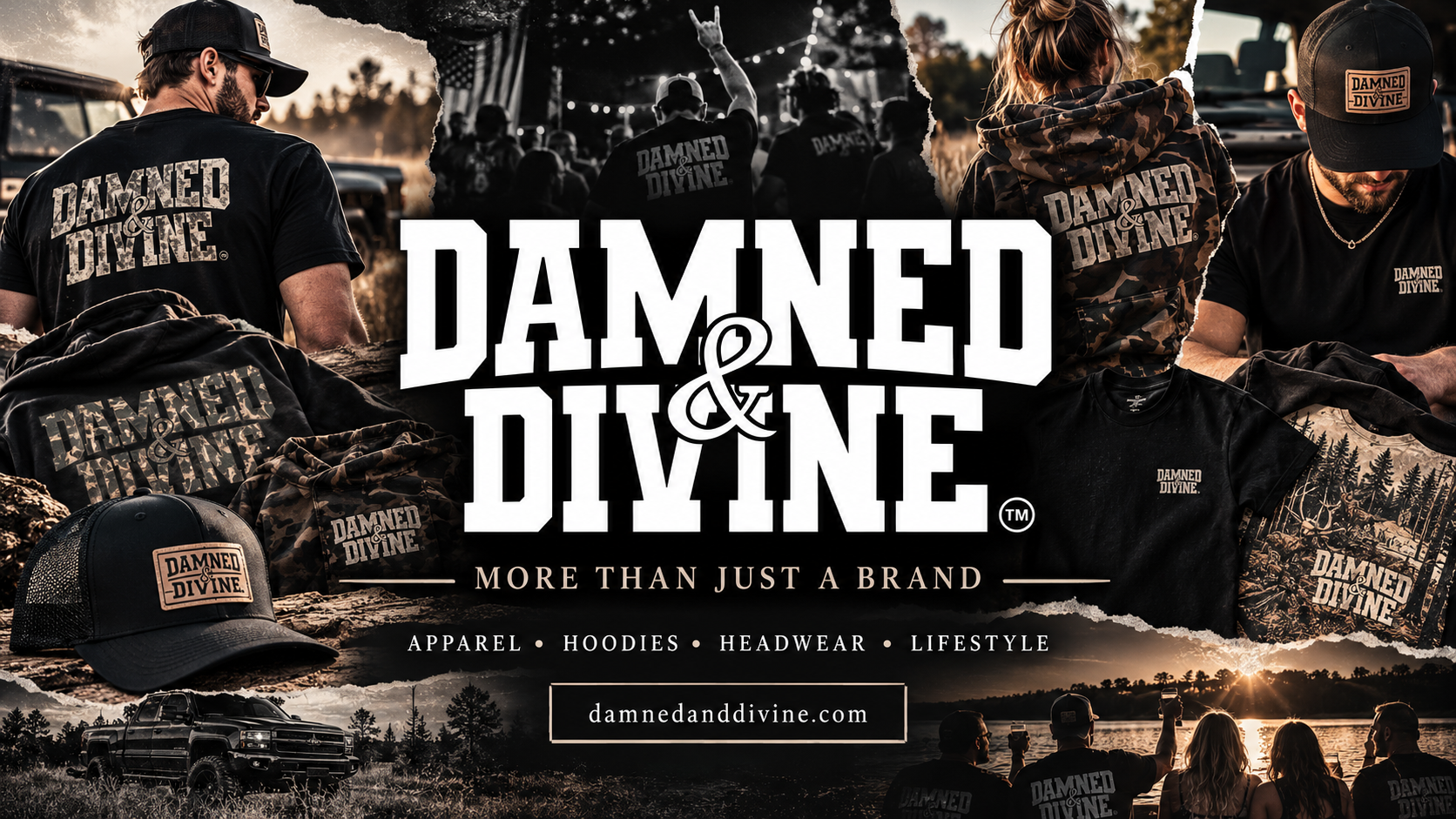 Damned & Divine apparel brand featuring shirts, hoodies and headwear